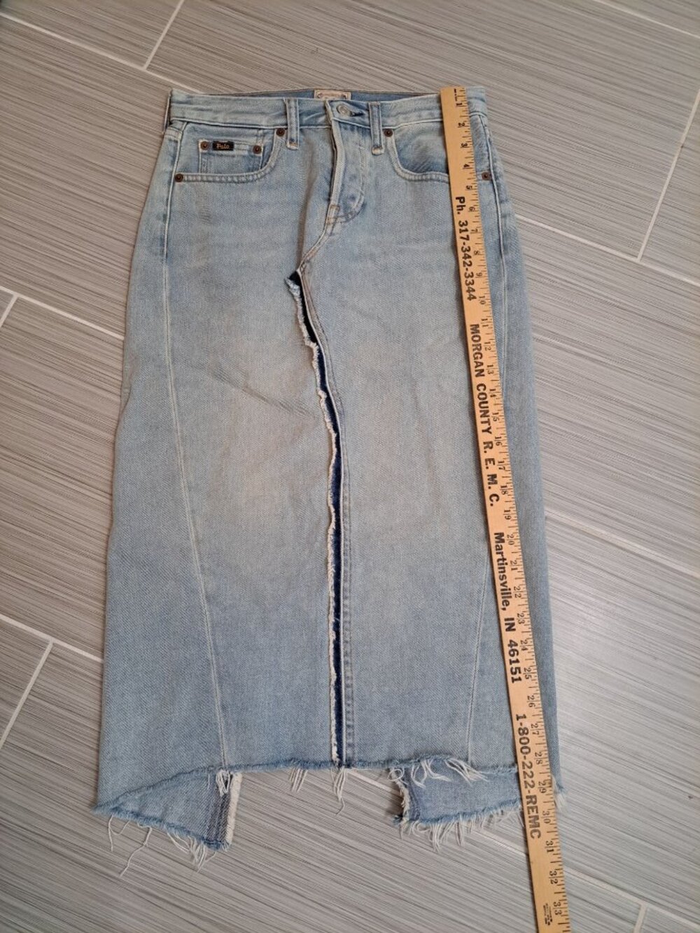 Polo Ralph Lauren Phinley Denim Pencil Jean Skirt Size 25 Retro Festival Boho - Picture 13 of 13